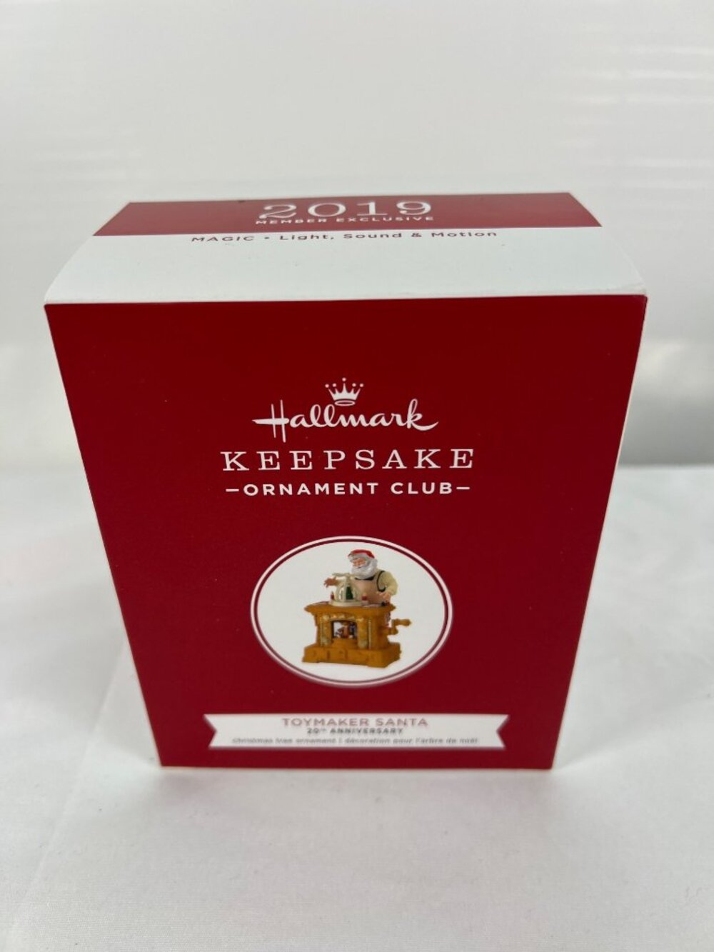 Hallmark Keepsake Ornament Club 2019 Toymaker Santa 20th Anniversary Magic Light